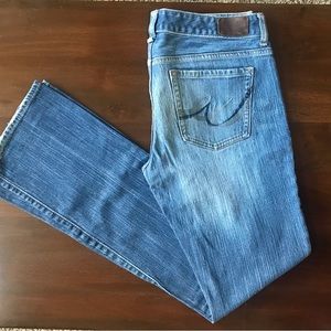 Express Women's Bootcut Jeans in Light Blue Denim